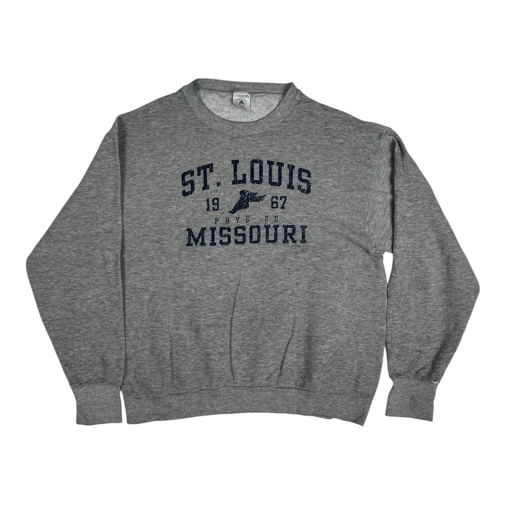 Vintage St Louis Missouri Sweatshirt Mens Large Gray Delta Fleece Crewneck 90s